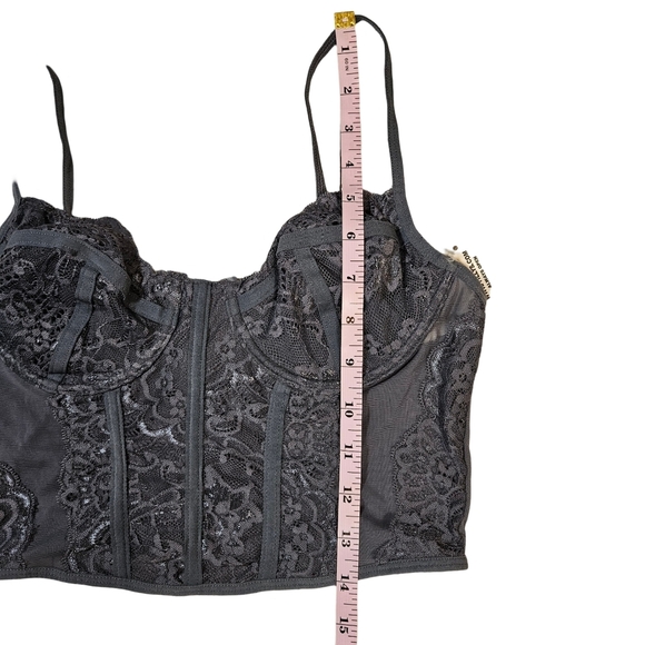 Full Tilt Lace Corset Style Top, Dusk Grey, Large - Picture 14 of 15